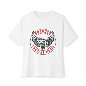 Branded Content Media Oversized Tee - Casual Unisex Graphic Shirt