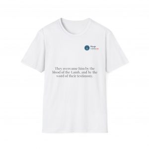 Christian QR Scripture T-Shirt — “They Overcame Him by the Blood…”