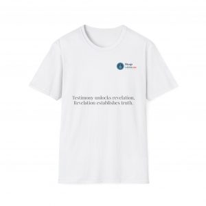 QR Code Message T-Shirt — “Testimony unlocks revelation” Inspirational Graphic Tee
