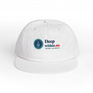Deep Within logo Surf Cap | embroidered circle emblem, white snapback