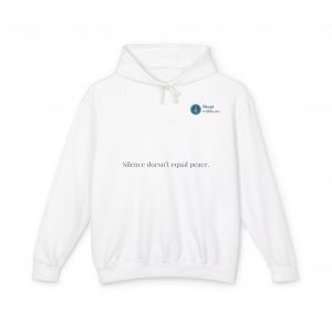 Hoodie — "Silence Doesn’t Equal Peace" QR Code Minimalist Pullover